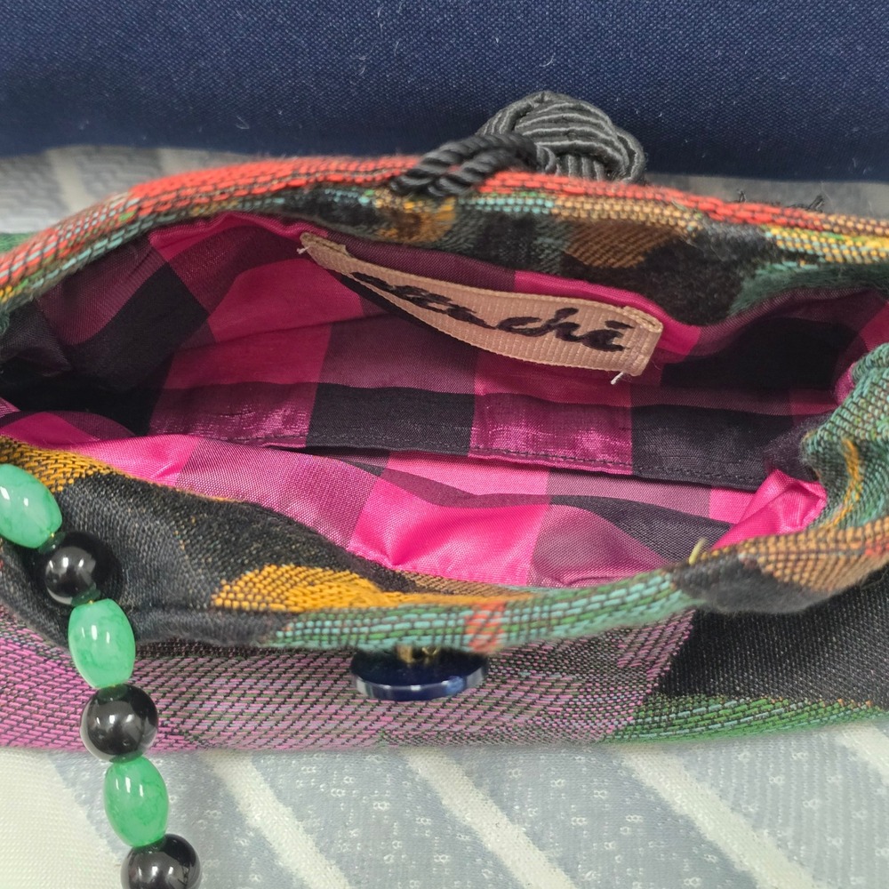 Attache Tapestry Tropical Floral Evening Bag Beaded Handle Tassel Multicolor - Picture 9 of 10